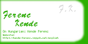 ferenc kende business card